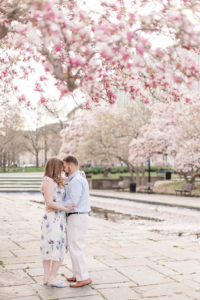 Rawlins Park in Washington, DC - Engagement Photo of a Bride and Groom - With This Ring I Thee Wedd with Leora Willis